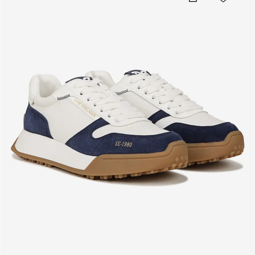 Sam Edelman Layla Sneaker | Navy and White | Size 8.5